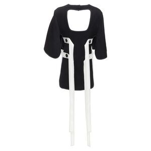 Ellery bicolor cut out overstitch backless hi-low top